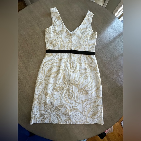 Lilly Pulitzer gold palm leaf Embellished sheath Dress 10 EUC - Picture 10 of 10